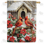 America Forever Cardinal Winter House House Flag