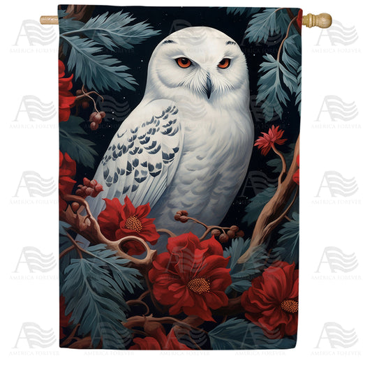 America Forever Elegant Snowy Owl House Flag