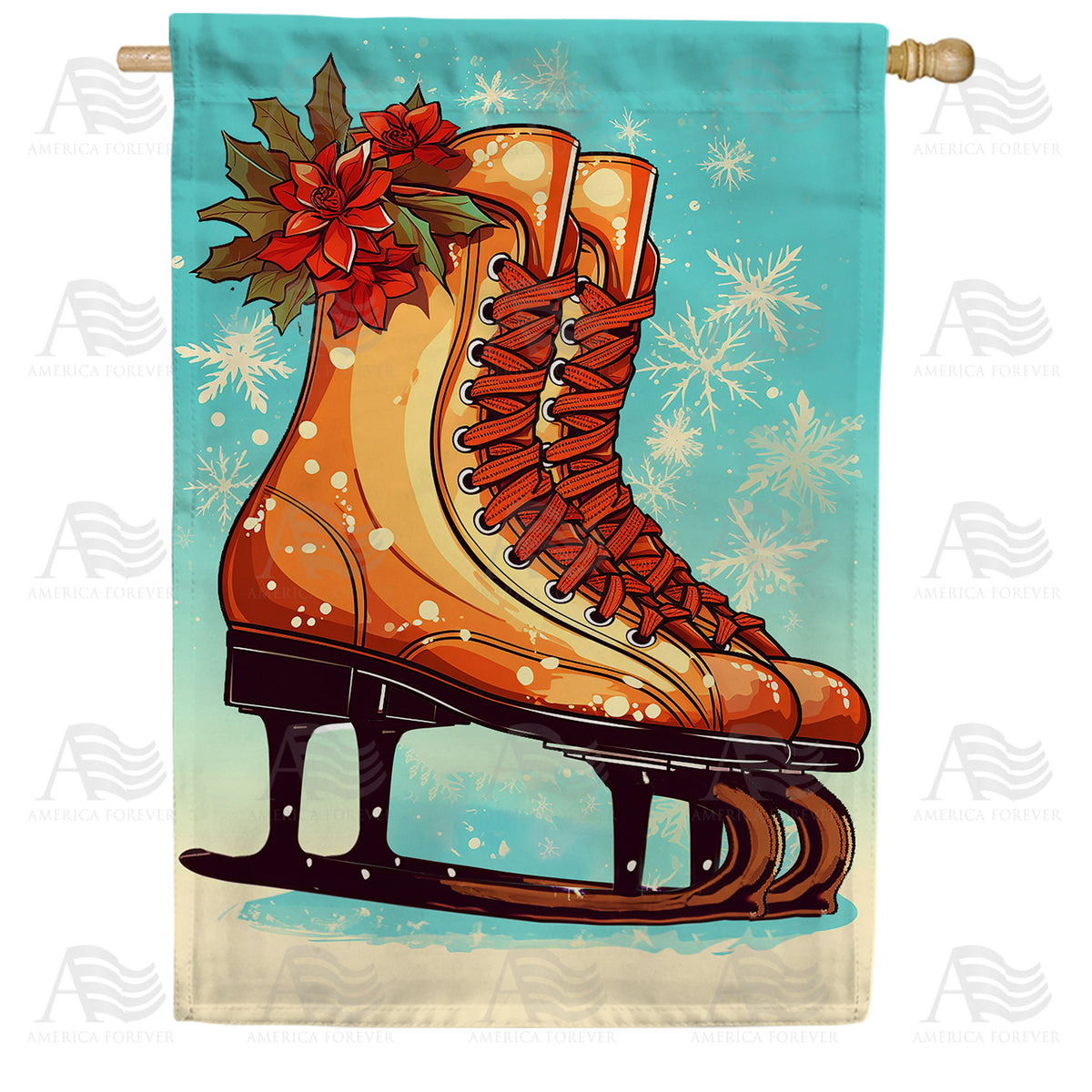 America Forever Winter Ice Skates House Flag