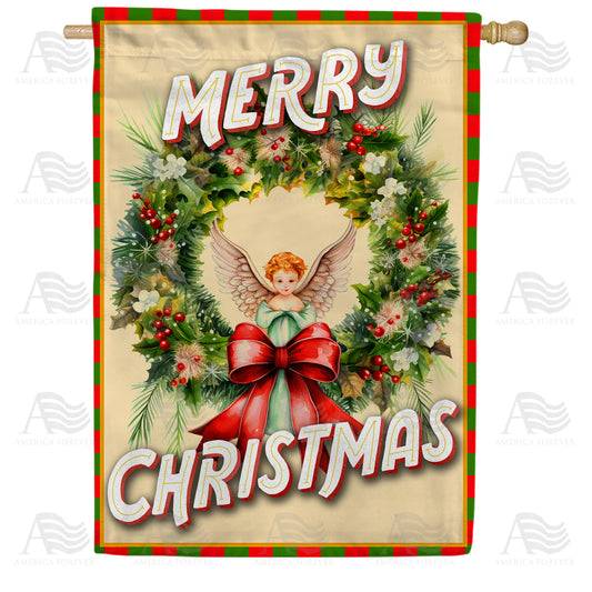 America Forever Christmas Angel Wreath House Flag