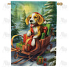 America Forever Christmas Dog Sleigh House Flag