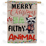 America Forever Christmas Raccoon House Flag