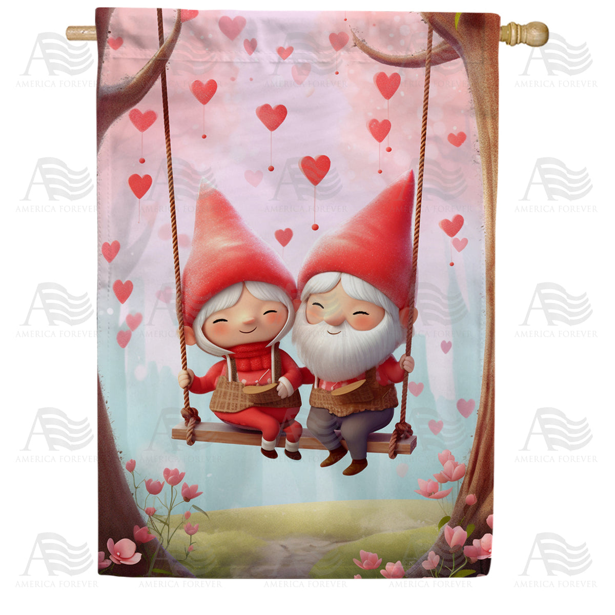 America Forever Love Gnomes Swing House Flag