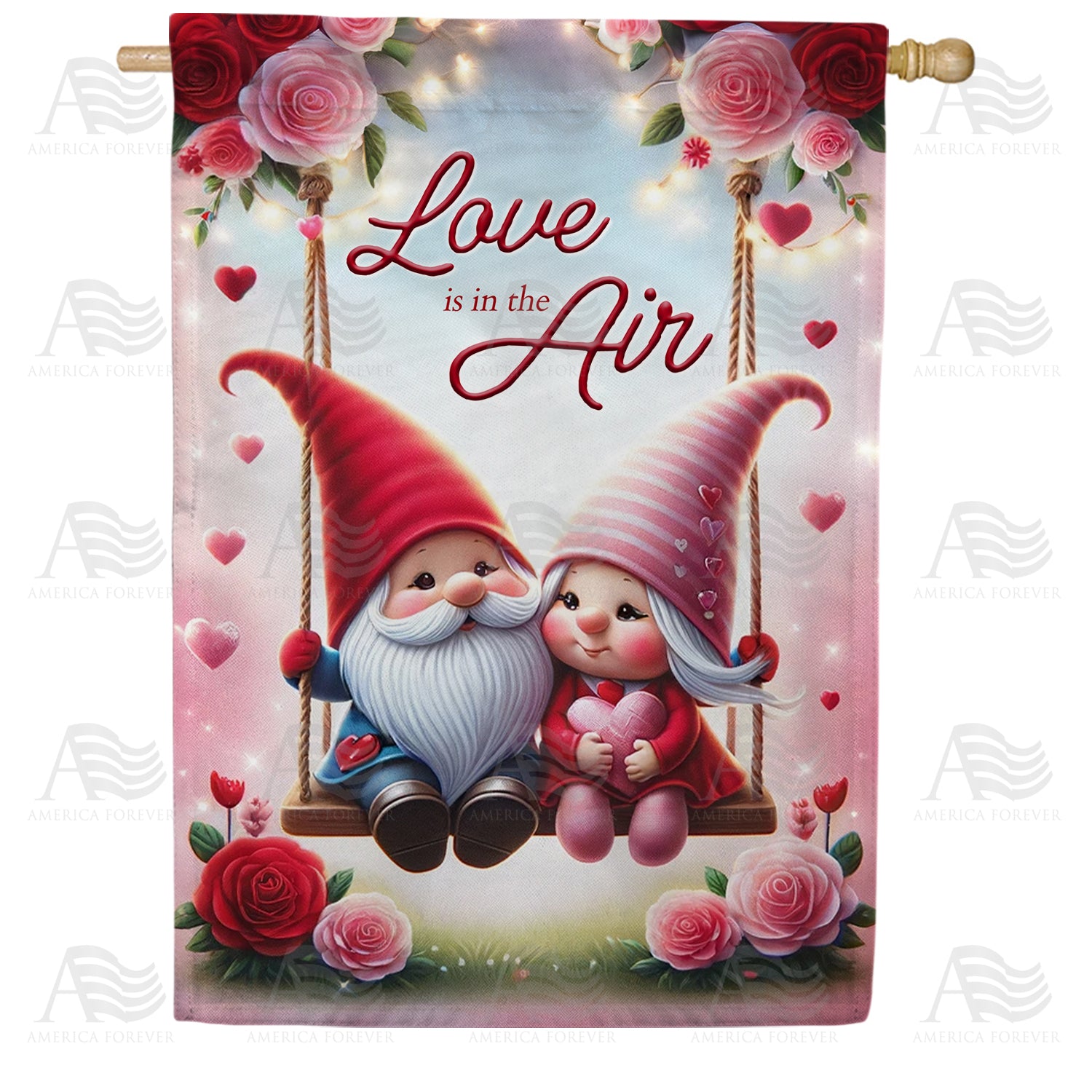 America Forever Enchanted Gnome Love House Flag