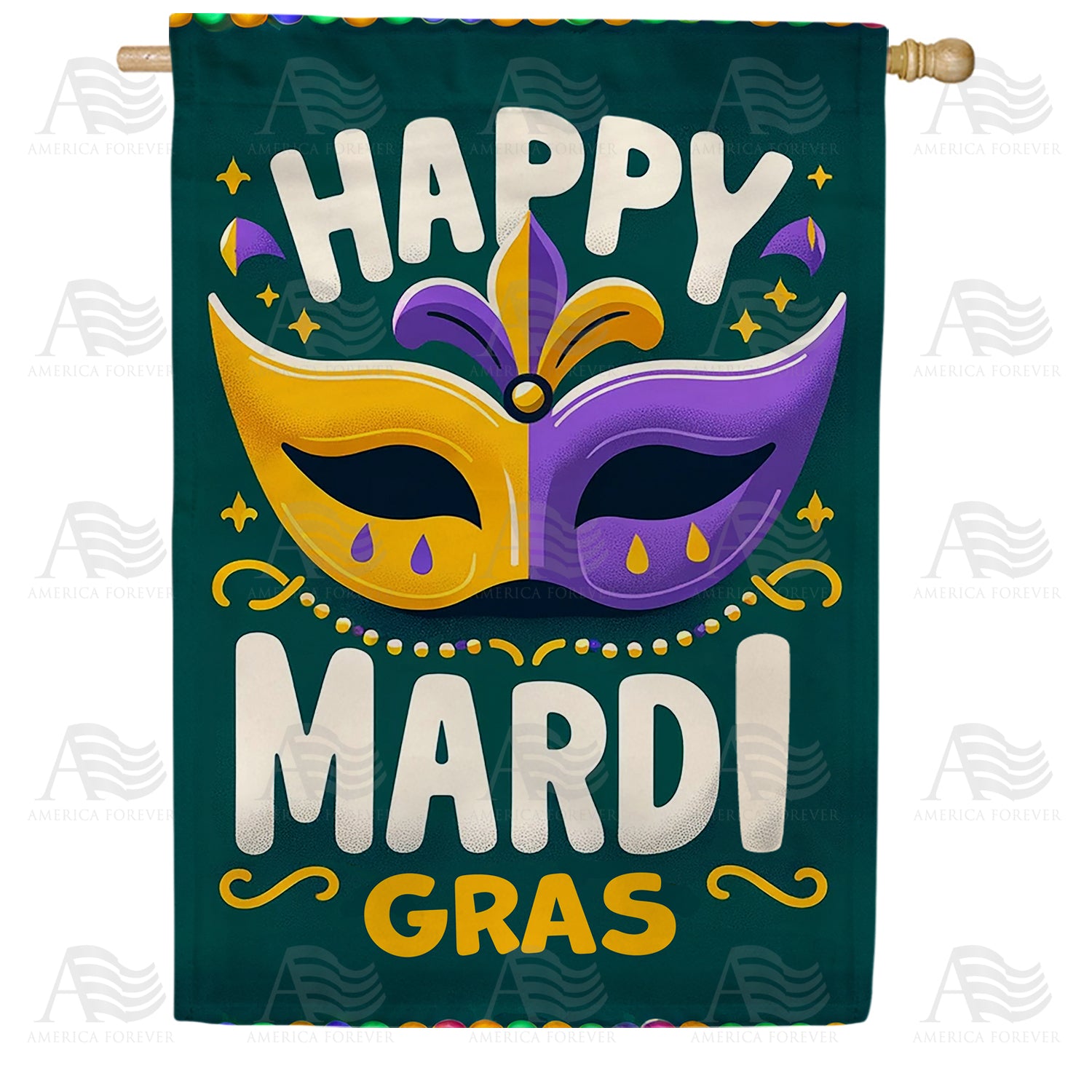 America Forever Festive Mardi Gras House Flag