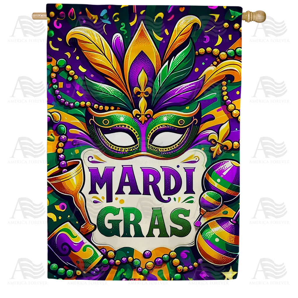 America Forever Mardi Gras Festivities House Flag