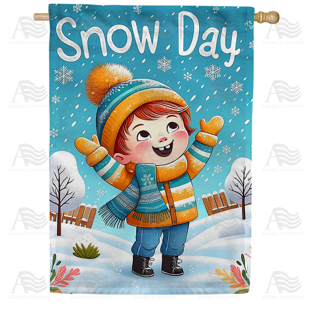 America Forever Joyful Snow Day Celebration House Flag