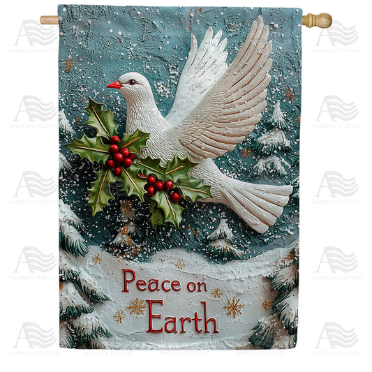 America Forever Peace on Earth Dove Christmas House Flag
