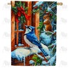 America Forever Winter Blue Jay and Squirrel House Flag