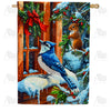 America Forever Winter Blue Jay and Squirrel House Flag
