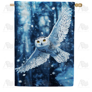 America Forever Winter Snowy Owl in Flight House Flag