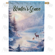 Winter's Grace Deer Family House Flag