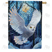 America Forever Winter Owl Flight House Flag
