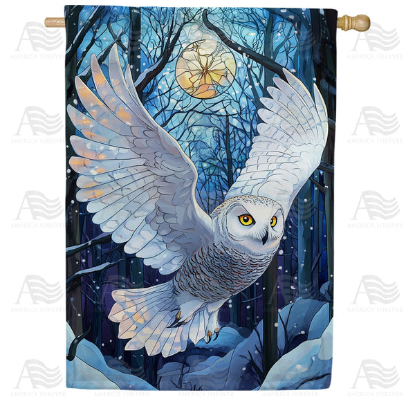 America Forever Winter Owl Flight House Flag