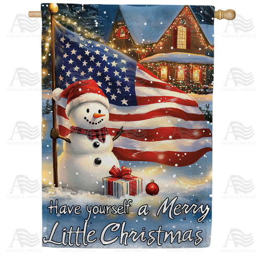 America Forever Patriotic Snowman Christmas House Flag