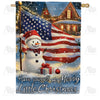 America Forever Patriotic Snowman Christmas House Flag