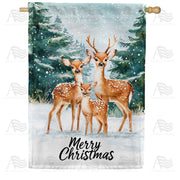 America Forever Winter Deer Family Christmas House Flag