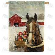 America Forever Christmas Horse and Sleigh House Flag