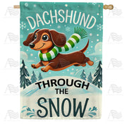 America Forever Dachshund Through The Snow House Flag