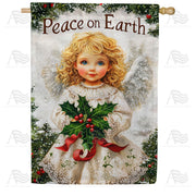 Peace on Earth Christmas Angel Holly House Flag