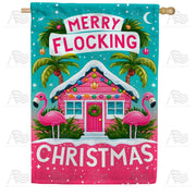 America Forever Merry Flocking Christmas Flamingo House Flag