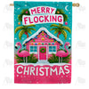 America Forever Merry Flocking Christmas Flamingo House Flag