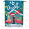 America Forever Festive Flamingos Christmas House Flag