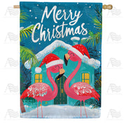 America Forever Festive Flamingos Christmas House Flag