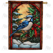 America Forever Winter Blue Jay Christmas House Flag