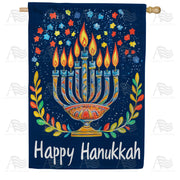 Festive Menorah Hanukkah House Flag