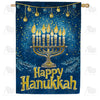 America Forever Blue & Gold Hanukkah Menorah House Flag