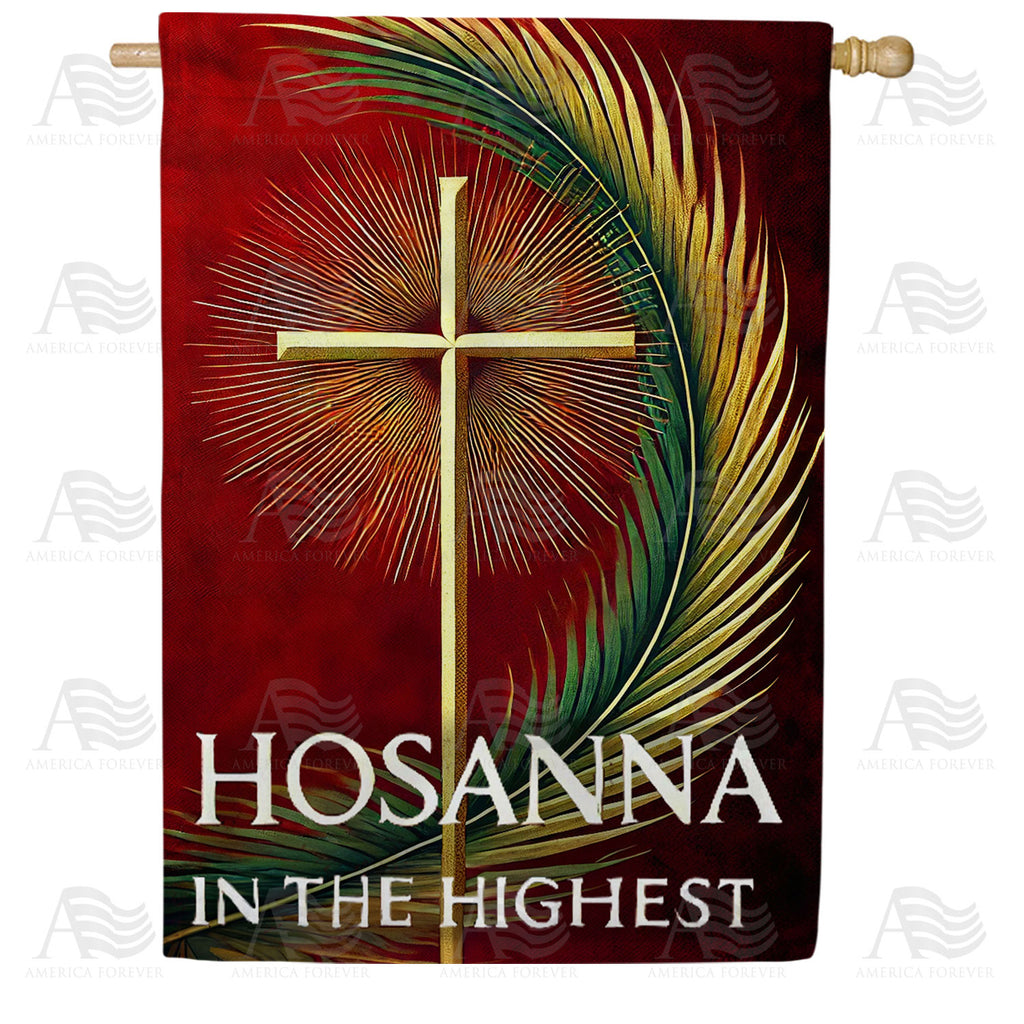 Hosanna Cross Palm Sunday House Flag - Double Sided - 28" x 40"