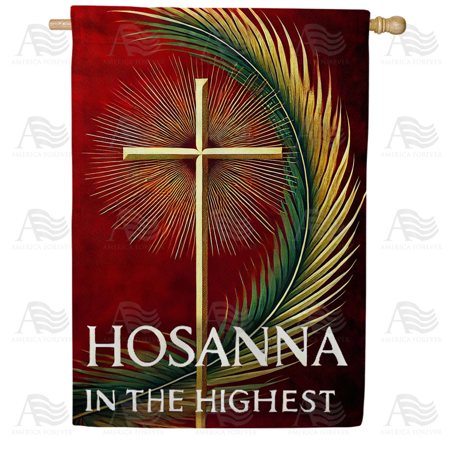 Hosanna Cross Palm Sunday House Flag - Double Sided - 28