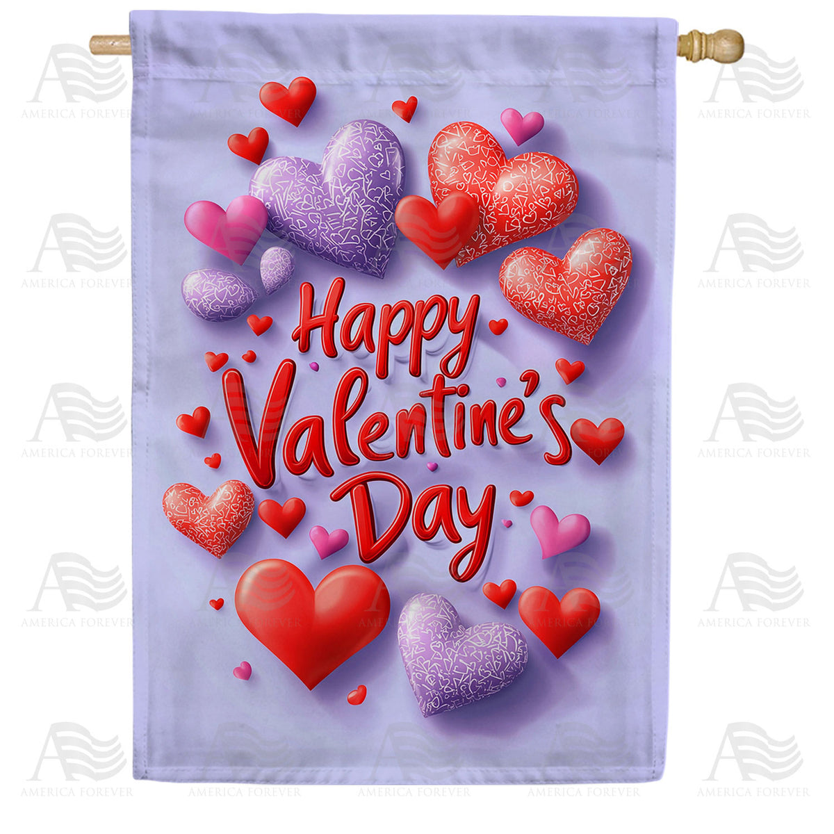 America Forever Colorful Hearts Valentine's Day House Flag