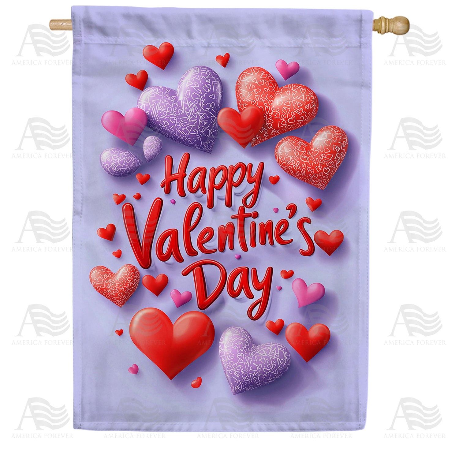 America Forever Colorful Hearts Valentine's Day House Flag