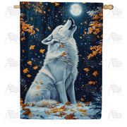America Forever Howling Wolf Autumn Moon House Flag