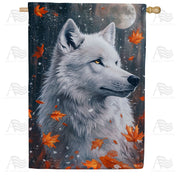 America Forever Noble Wolf Autumn Portrait House Flag