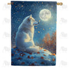 America Forever Peaceful Wolf Moonlight Autumn House Flag