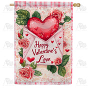 America Forever Happy Valentine's Love Rose Envelope House Flag