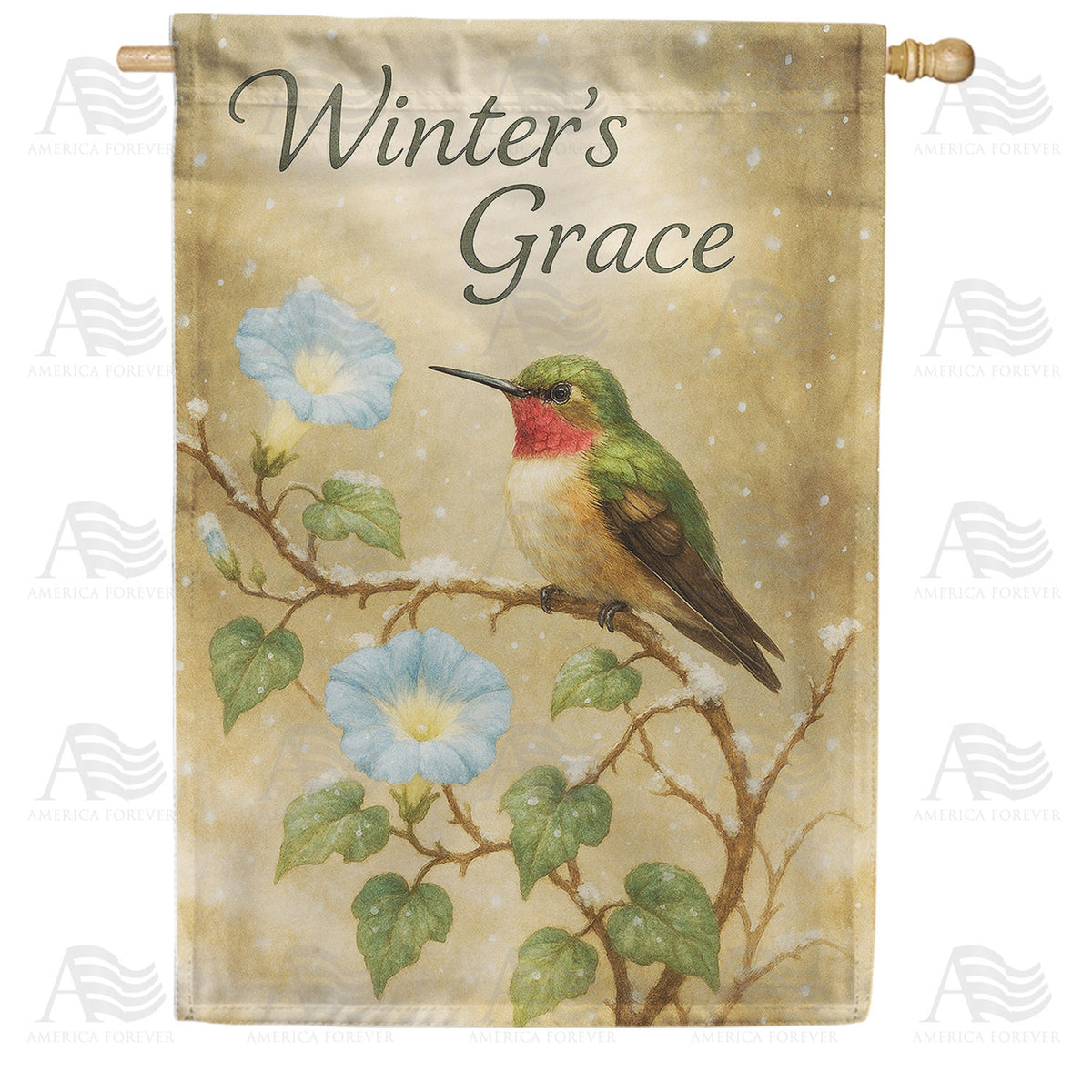 America Forever Winter's Grace Hummingbird House Flag