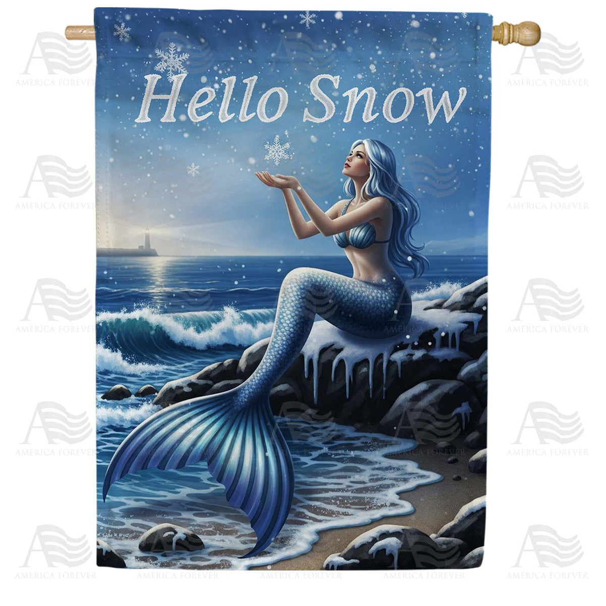Snow Mermaid House Flag