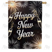 Happy New Year Champagne Celebration House Flag