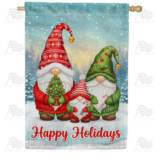 Christmas Gnomes House Flag