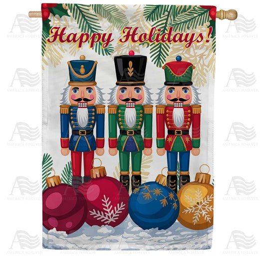 Happy Holidays Nutcracker House Flag