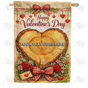 America Forever Happy Valentine's Day Wood Heart Personalized House Flag