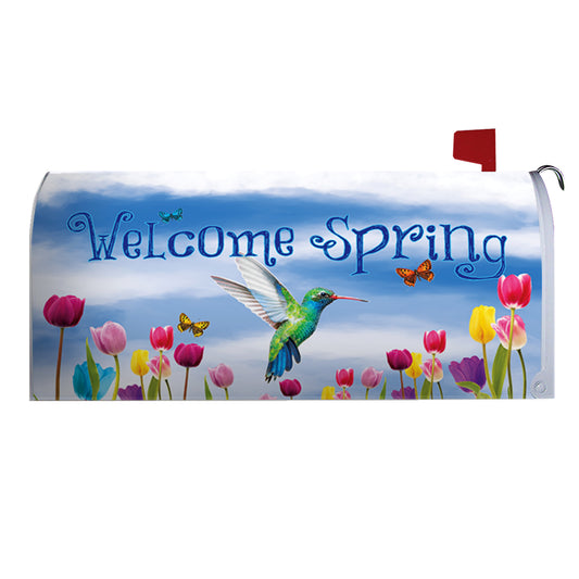 America Forever Spring Hummingbird and Tulips Mailbox Cover