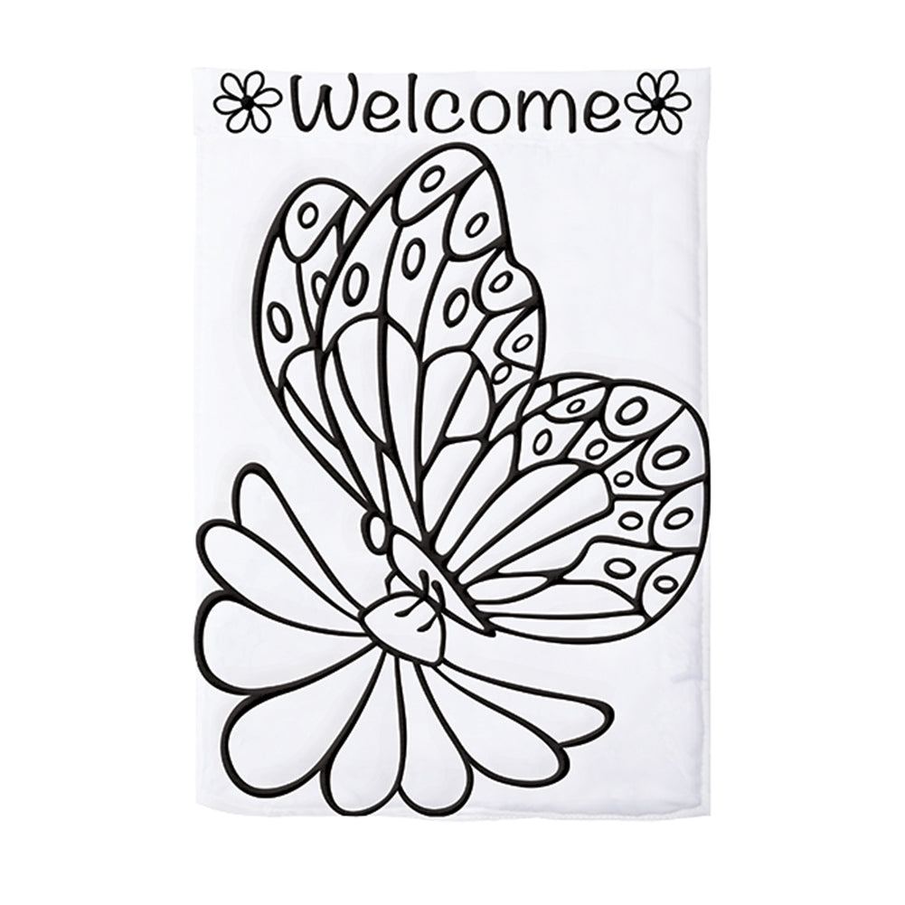 Carson Butterfly Color Me Double Appliqued Garden Flag With 8 Markers