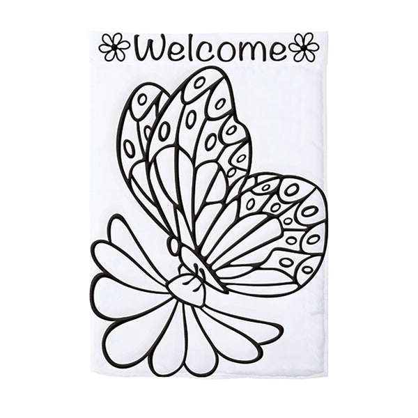 Carson Butterfly Color Me Double Appliqued Garden Flag With 8 Markers