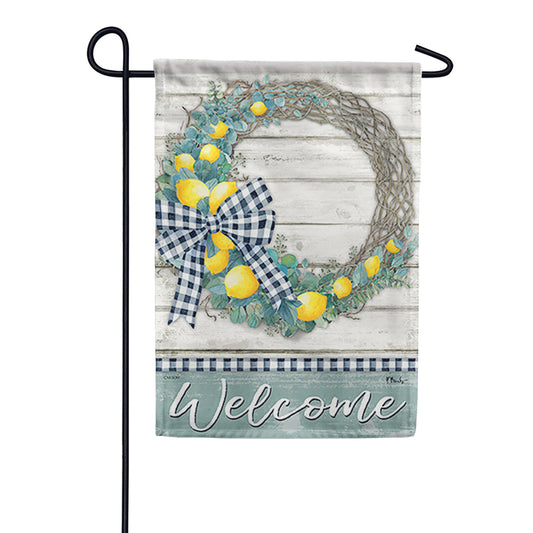 Carson Lemon Wreath Welcome Garden Flag