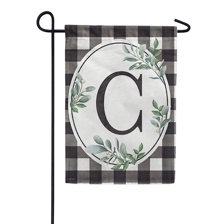 Carson Monogram Garden Flag - Buffalo Check